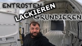 13 VW Crafter Umbau  Boden entrosten grundieren und lackieren im Innenraum [upl. by Seaton]