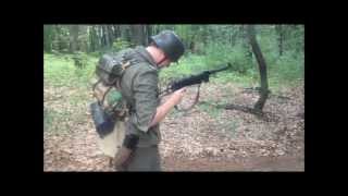 HD WWII German Soldier Firing MP40 Full Auto Shoot  WWII Reenactor Living History [upl. by Llevrac]