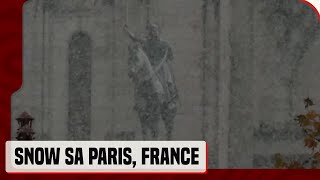 Snow falls around SacreCoeur basilica in Paris [upl. by Chalmers]