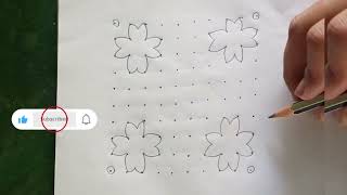 🌺10×10 dots simple and easy rangoli 🌺  chukkala Muggulu  flower Muggulu  daily Rangoli Muggulu [upl. by Spieler]