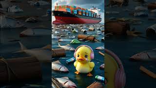 The duck saved the marine life and cleaned the sea babyduck marinelife [upl. by Hadnama]