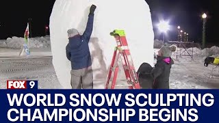 World Snow Sculpting Championship underway [upl. by Ahsoet]