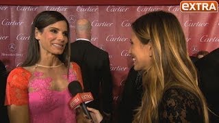 Proud Mom Sandra Bullock Says Son Louis Is a Great Skier He Shredded It [upl. by Enileuqaj]