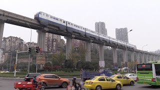 Chongqing Monorail 8 car trains First Look 重庆轨道交通（单轨）3号线，8节编组“加长版”列车 [upl. by Afirahs436]