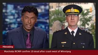 Superintendent Rob Lasson of Manitoba RCMP gives an update on crash near Carberry that killed 15 [upl. by Dirraj815]