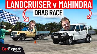 Drag Race Toyota LandCruiser 70 Series v Mahindra PikUp The one you’ve been waiting for [upl. by Selohcin]