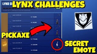 HOW TO UNLOCK NEW LYNX SKIN SECRET EMOTE  PICKAXE IN FORTNITE SEASON 7 [upl. by Skvorak]