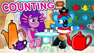 Counting Teapots with Roxie and Gumnut  Kids Educational Video [upl. by Bonns]