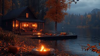 Autumn Lakeside Escape Crackling Fire Calm amp Birdsong for Study [upl. by Roswell]