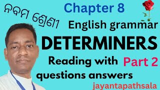 9th class Odia medium English grammar chapter 8 answers part 2 determiners [upl. by Bentley]