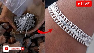 This is the process of making a silver bracelet🔥🔨🔨 silver gold viral video jewellry jewellry [upl. by Ennirak]