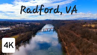 Aerial Drone Views of Radford VA in late winter  4K  Home of Radford University [upl. by Adiana]