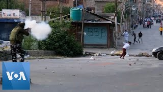 Police Clash With Protesters Amid Kashmir Lockdown [upl. by Atiuqal]