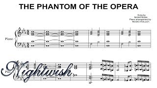 Nightwish  The Phantom of the Opera piano sheet music simple [upl. by Obola]