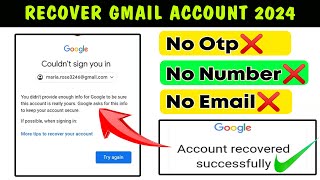 how to recover gmail account without phone number and recovery email  Gmail Recovery [upl. by Brunella]