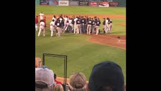 Bench Brawl  FM RedHawks and Winnipeg Goldeyes  On the 4th Of July [upl. by Prior67]