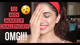 10 MINUTE MAKEUP CHALLENGE WTF LOL  Malvika Sitlani [upl. by Norma]