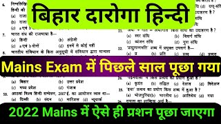 Bihar Daroga Mains Hindi Question Paper  Bihar SI previous year hindi question2022 2020 hindi [upl. by Ahsiram435]