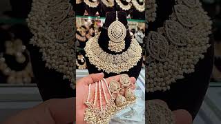 ￼Golden Pearl Drops Bridal Set polkijewellery fashion adjewellery kundanjewellery luxury [upl. by Ttayh]