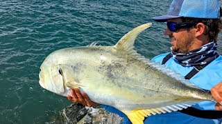 Fishing for Giant Jack Crevalles on the Jetties [upl. by Ajar105]