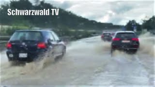 🚨🌊 Hochwasser auf der A 98 bei Binzen nach sintflutartigem Gewitter mit Starkregen am 16072021 [upl. by Kama387]