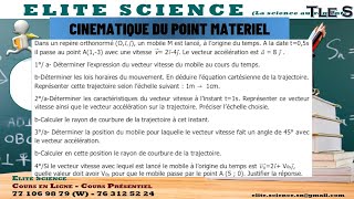 TSPHYSIQUE CINEMATIQUE DU POINT MATERIEL Les paramètres cinématiques Exo dapplication🥰 [upl. by Aeiram]