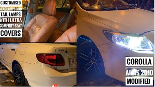 Corolla altis 2010 modified  customised headlights and tail ligts  ultra comfor seat covers [upl. by Bond173]