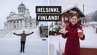 Were in FINLAND 🇫🇮 Helsinki FOOD  city tour in the WINTER [upl. by Elleivad]