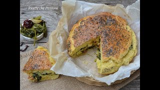 Torta salata allolio doliva farcita con cime di rapa e salsiccia  Ricette che Passione [upl. by Wall469]