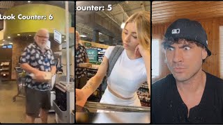 Narcissist in a Grocery checkout line films a TikTok accusing the him of LOOKING AT HER [upl. by Shaine]