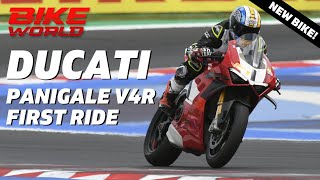 New Ducati Panigale V4R  First Ride On Track Around Misano [upl. by Henig356]