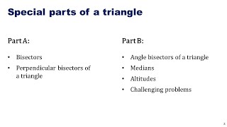 Topic 7 Special parts of a triangle A [upl. by Maribelle]