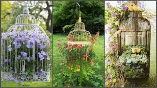 garden flower cages ideas  bird cage flower arrangement [upl. by Previdi]