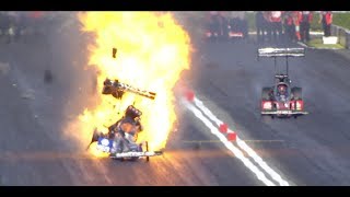 Antron Brown NHRA Top Fuel crash at Pomona Winter Nationals [upl. by Shelly236]