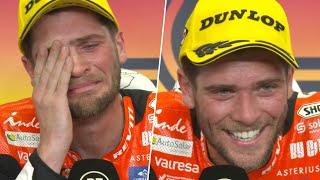 Emotional Jake Dixon reacts to his firstever Moto2 World Championship podium finish 🥰 [upl. by Lorenz]