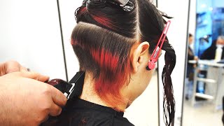 SUPER HAIRCUT  SHORT BOB UNDERCUT WITH HIDDEN SHAVED SIDES [upl. by Niawtna]