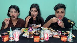 ASMR EATING DIFFERENT TYPE OF ICE CREAM  CHOCOBAR  CONE  IGLOO  LOVELLO  ICE CREAM PARTY [upl. by Wartow]