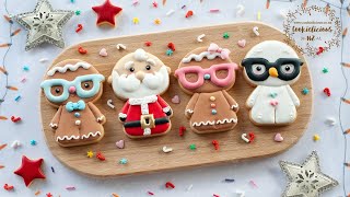 Adorable Nerdy Christmas Cookies  1 Cutter to make 4 Cookie designs 🎅🤓💖 [upl. by Greeson]