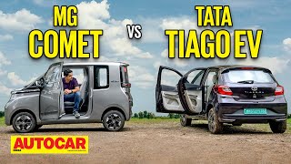 MG Comet vs Tata Tiago EV  Which is the EV for you  Comparison  Autocar India [upl. by Nealy]