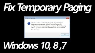 Fix Windows created a temporary paging file Windows 10 8 7 [upl. by Bennir]