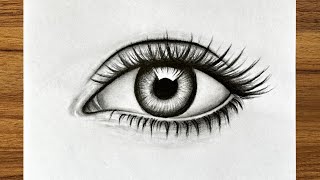 How to draw a realistic drawing  Easiest eye drawing tutorial  Easy drawings step by step [upl. by Irahc414]