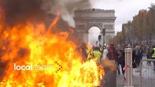 Parigi 24 novembre 2018 la rivolta dei gilet gialli il film della giornata [upl. by Reinke950]