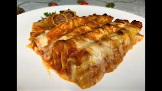 cannelloni ripieni di carne 😍احلي وصفة الكانيلوني باللحم ولانشون [upl. by Pascale]