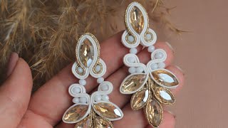 White Gold Crystals Soutache Bridal Earrings [upl. by Katha]