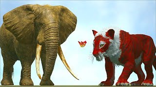 Ark Survival  ELEPHANT vs TIGERLION and other MAMMALS Ep394 [upl. by Travax252]