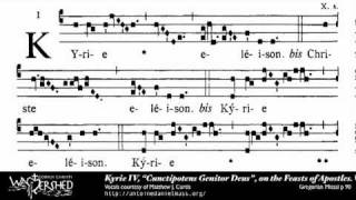 Kyrie IV from Mass IV Gregorian Chant Brébeuf Hymnal [upl. by Eboj]