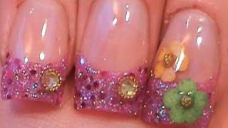 Acrylic Nails Tutorial  Dried flowers [upl. by Cecilla409]