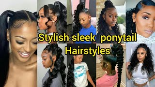 Most stylish sleek ponytail hairstyles for black women  Braided ponytail Styles  sleek ponytail [upl. by Mozelle]