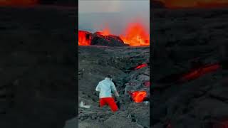 Lava samples taken from erupting volcano [upl. by Anovad]