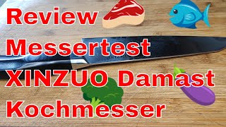 Review  Messertest XINZUO Damast Kochmesser [upl. by Jenei]